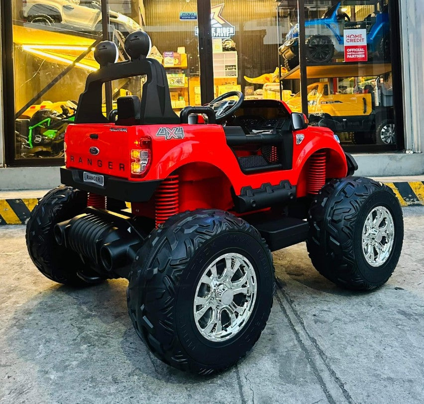 Red Official 24V Monster Truck Silverado Lifted Kids Ride-on Truck
