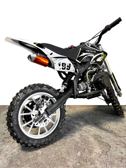50cc 2 Stroke Super-Cross Kids Dirt Bike - Best Mini Off-Road Motorcycle for Childrens (B&W)