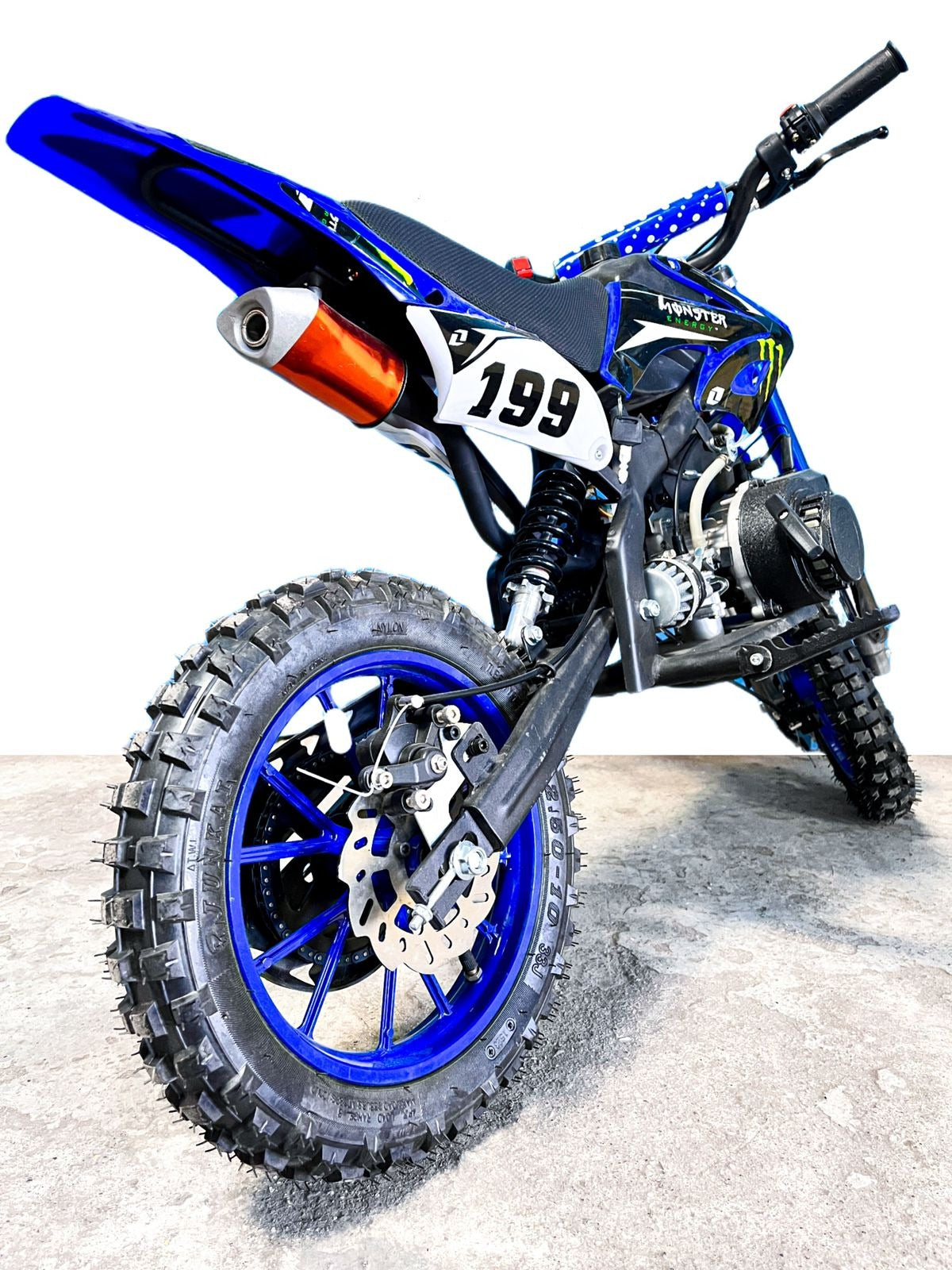 50cc 2 Stroke Super-Cross Kids Dirt Bike - Best Mini Off-Road Motorcycle for Childrens (Blue)