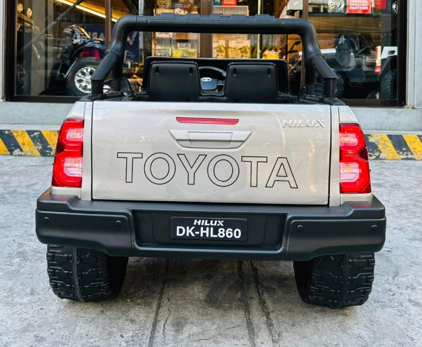 Toyota Hilux Rugged, 4x4 4WD Ute Licensed Electric Ride On Toy for Kids - Silver Grey