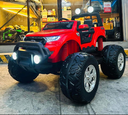 Red Official 24V Monster Truck Silverado Lifted Kids Ride-on Truck