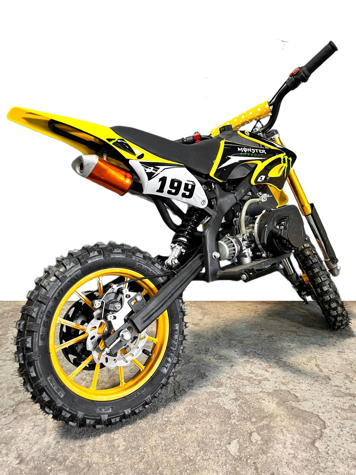 50cc 2 Stroke Super-Cross Kids Dirt Bike - Best Mini Off-Road Motorcycle for Childrens (Yellow)